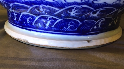 A large Chinese blue and white "dragon" hu vase, 19th C.