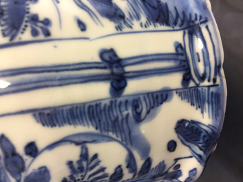 A pair of Chinese blue and white crow cups, Ming, Wanli