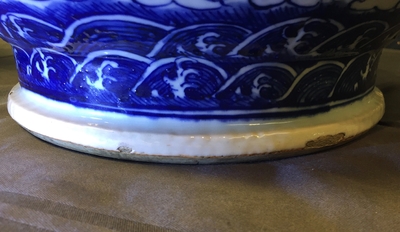 A large Chinese blue and white "dragon" hu vase, 19th C.