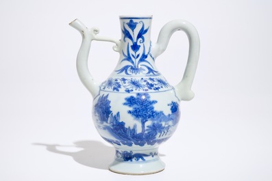 A Chinese blue and white jug, Transitional period