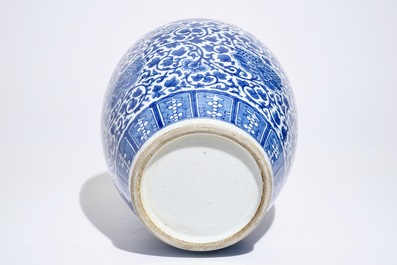 A Chinese blue and white peony scroll vase, 19th C.