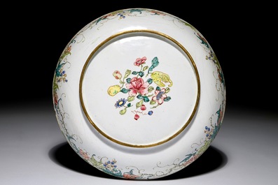 A fine Chinese Canton enamel saucer dish, Yongzheng/Qianlong