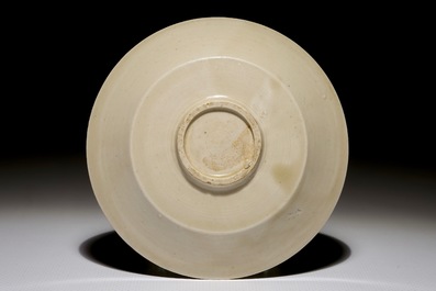 A small Chinese Dingyao plate with anhua lotus design, Northern Song