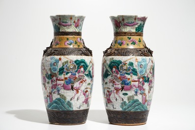 A pair of Chinese Nanking crackle glaze vases, 19th C.
