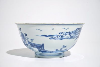 Un bol en porcelaine de Chine bleu et blanc, marque de Chenghua, Kangxi/Yongzheng