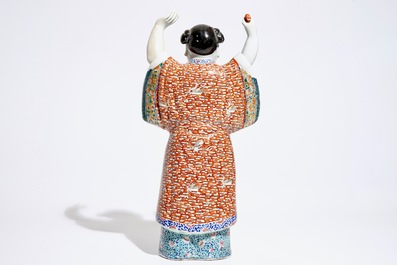 A tall Chinese famille rose figure of Zhongli Quan, 19th C.
