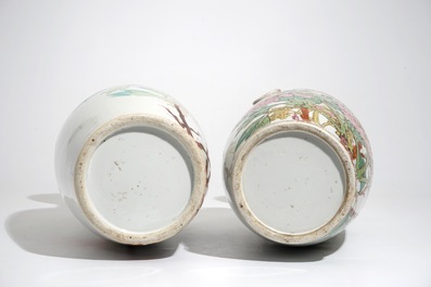 Deux grands vases en porcelaine de Chine qianjiang cai, 19/20&egrave;me