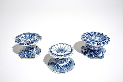 Three Chinese blue and white salts, Kangxi