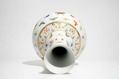 A Chinese famille rose butterfly vase, Guangxu mark, 20th C.