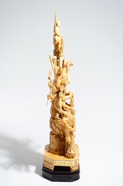 Un grand mod&egrave;le de la Guanyin &agrave; 1000 bras en ivoire sculpt&eacute;, Chine, 19&egrave;me