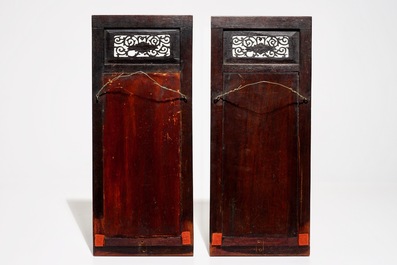 Two framed Chinese famille rose plaques, 19th C.