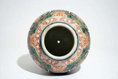 A Chinese famille verte baluster vase, Kangxi