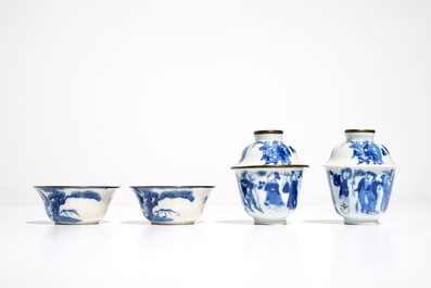 Four Chinese blue and white bowls, &quot;Bleu de Hue&quot; for the Vietnamese market, 19th C.