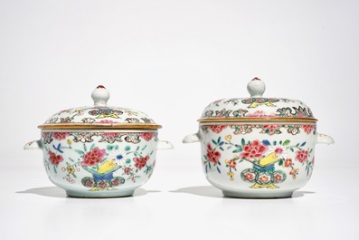 Two small Chinese famille rose tureens and covers, Qianlong
