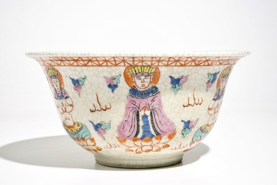 A large Chinese famille rose Bencharong style bowl for the Thai market, 19th C.
