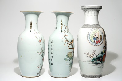 Five various Chinese famille rose vases, 19/20th C.