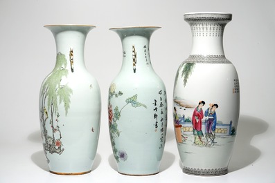 Five various Chinese famille rose vases, 19/20th C.