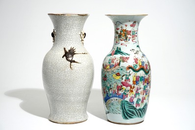 A Chinese famille rose &quot;100 boys&quot; vase and a Nanking dragon vase, 19th C.
