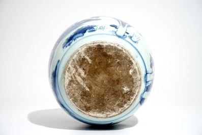 A Chinese blue and white vase with a qilin, Shunzhi, Transitional period