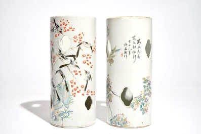 Deux porte-chapeaux en porcelaine de Chine qianjiang cai, 19/20&egrave;me