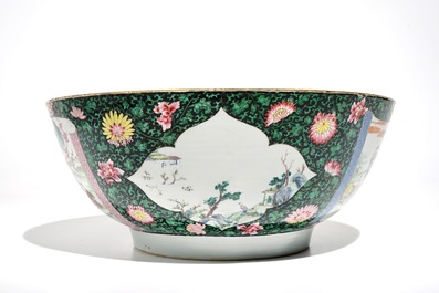 A large Chinese famille rose bowl with a fine figurative design, Yongzheng