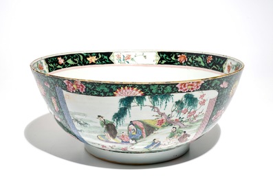 A large Chinese famille rose bowl with a fine figurative design, Yongzheng