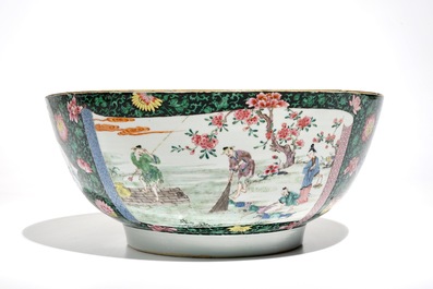 A large Chinese famille rose bowl with a fine figurative design, Yongzheng