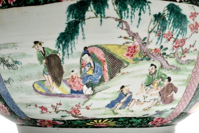 A large Chinese famille rose bowl with a fine figurative design, Yongzheng