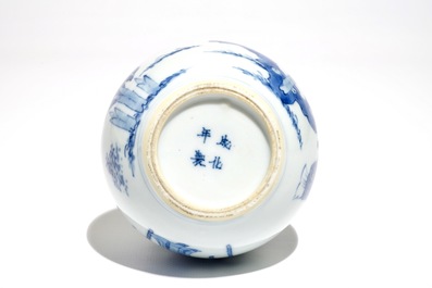 Een Chinese blauwwitte dubbele gourde vaas, Kangxi