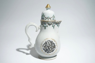 A Chinese grisaille covered jug with floral design, Qianlong