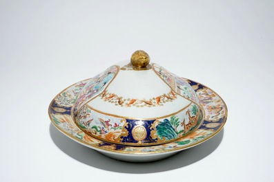 A Chinese Canton famille rose tureen and cover, 19th C.