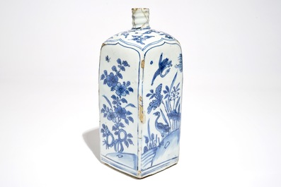 A Chinese blue and white square gin bottle, Wanli