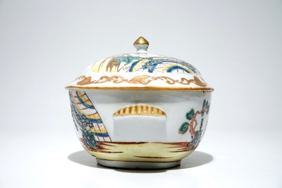 A Chinese famille rose Valentine dove pattern tureen and cover on stand, Qianlong