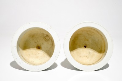 A pair of Chinese qianjiang cai flower pots, 19/20th C.