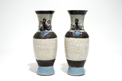 A pair of Chinese Nanking crackle-glazed vases, 19th C.