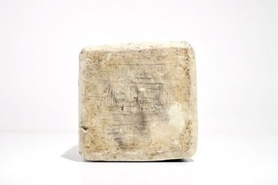 A Chinese blue and white square gin bottle, Wanli