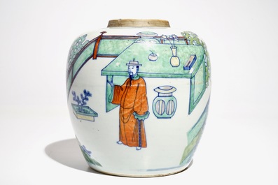 A Chinese doucai ginger jar, Chenghua mark, Kangxi or later