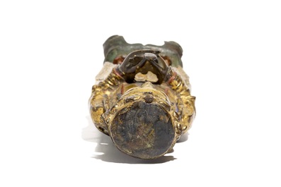 Un mod&egrave;le de Wenchang Dijun en bronze dor&eacute; et polychrom&eacute;, Chine, Ming