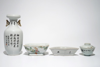 Un lot d'objets en porcelaine de Chine qianjiang cai, 19/20&egrave;me