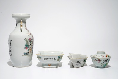 Un lot d'objets en porcelaine de Chine qianjiang cai, 19/20&egrave;me