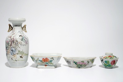 Un lot d'objets en porcelaine de Chine qianjiang cai, 19/20&egrave;me