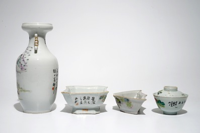 Un lot d'objets en porcelaine de Chine qianjiang cai, 19/20&egrave;me