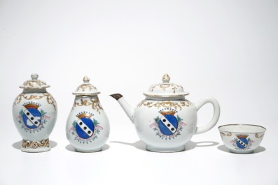 A Chinese Dutch market armorial part-tea service, Qianlong