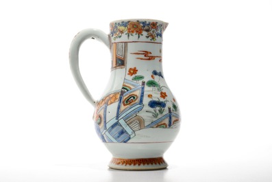 A Chinese verte-Imari jug with fine figural design, Yongzheng