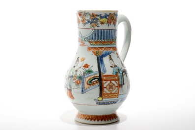 A Chinese verte-Imari jug with fine figural design, Yongzheng