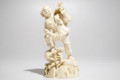 A Chinese ivory figure of a girl, 2nd quarter 20th C