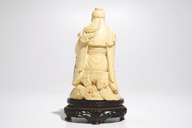 A Chinese ivory figure of Lin Hejing, early 20th C.
