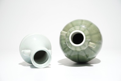Two Chinese monochrome celadon and Qingbai-style vases, 19/20th C.