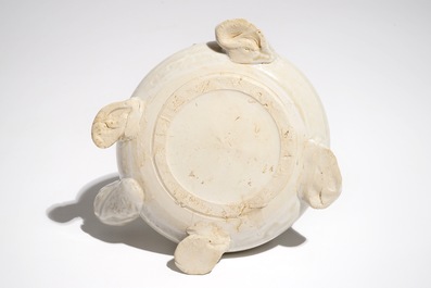 A Chinese cream-glazed porcelain turtle shaped ink stone, Yuan/Song or later