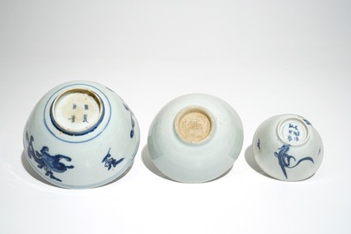 A group of Chinese blue and white wares, Ming